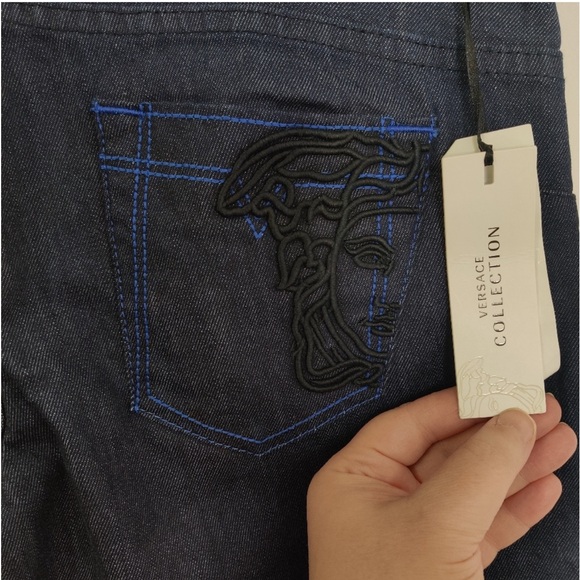 Versace Dark Wash Straight Leg Denim Jeans NWT sz 27 - Picture 7 of 13